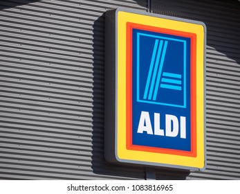 City Of Maribyrnong, VIC/Australia-May 5th 2018: Commercial Sign Of ALDI Store. Aldi Is Australia's Third-largest Supermarket Chain.