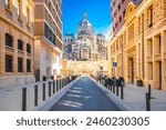 City of Marseille Cathedral and scenic street view, southern France