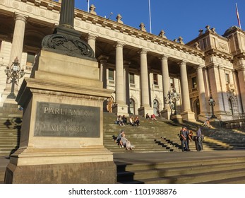 City Of Melbourne, VIC/Australia-Jan 14th 2018: The Building Of Parliament House - The Meeting Place Of The Parliament Of The State Of Victoria.