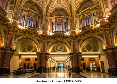 City Of Melbourne, VIC/Australia-July, 3rd 2018:interior Of Historic Building At 333 Collins Street In CBD. It Is The Former Banking Chamber And Entrance Vestibule Of The Commercial Bank Of Australia