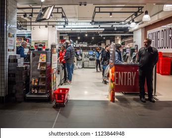 City Of Melbourne, VIC/Australia-June 27th 2018: Self Checkout Area In Coles Supermarket.