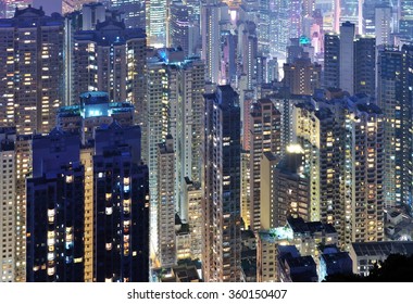  City midtown skyline at dark at Hong Kong 