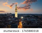 The city of Modena seen during a summer sunset from above. Modena, Emilia Romagna, Italy