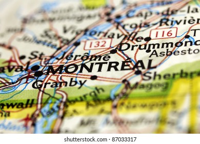 City Of Montreal In Canada On The Map.