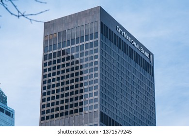 City National Bank building in Downtown Los Angeles - CALIFORNIA, UNITED STATES - MARCH 18, 2019
