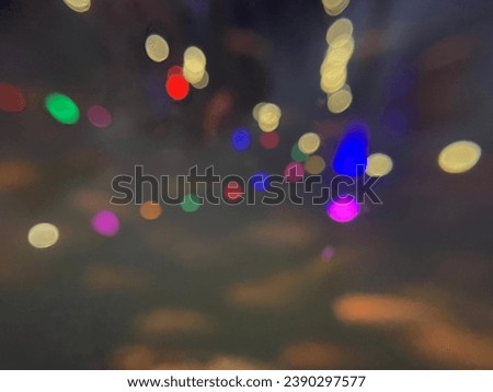 City night light. Colorfull light bokeh. Circle light blurry.