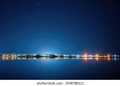 City Night Scape Shoreline Beach.