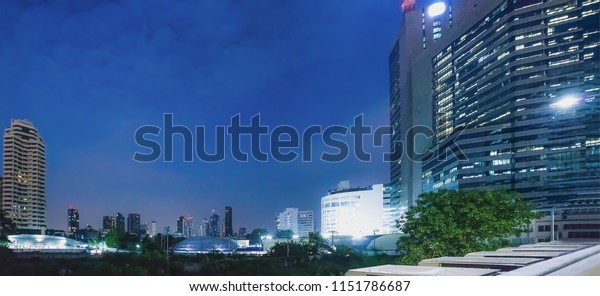 City at night with the sky background in
Bangkok, Thailand