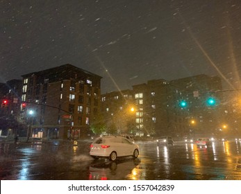 City Night Snow Columbus Ohio