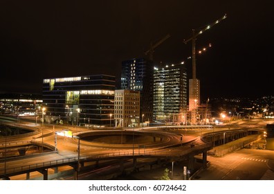 City Night View From Oslo Opera House