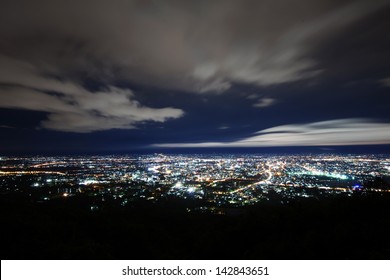 City Night From The View Point On Top Of Mountain