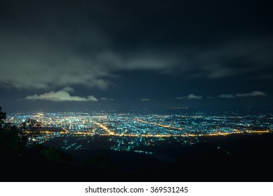 City night from the view point on top of mountain , Hat Yai, Thailand