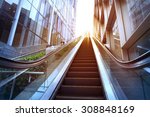 City outdoor escalator under the sun