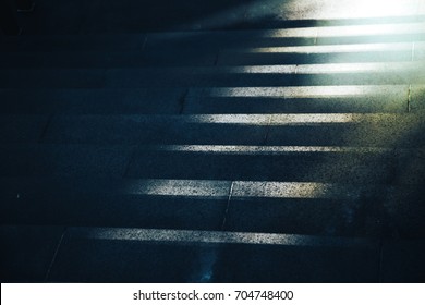 City Outdoor Stairs.light And Shadow. Black And White