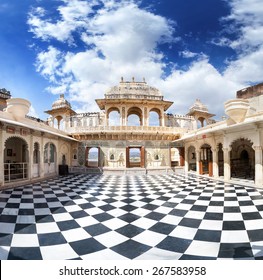 City Palace Museum With Surreal Chess Floor In Udaipur, Rajasthan, India