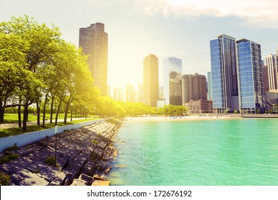 City Park With Chicago Beach In Background