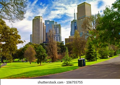 City Park In Sunny Day.Melbourne Australia