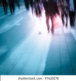 city people on business walking road blur motion