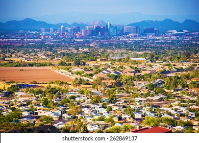 City Of Phoenix Panorama. Phoenix, Arizona, United States.