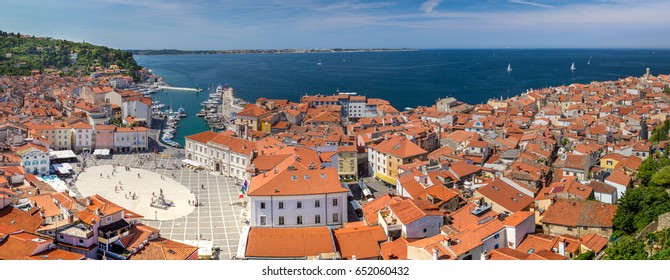 The City Of Piran. Adriatic Coast. Slovenia. View From Above