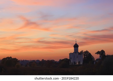 City Ples On The Volga Church, Landscape Historical View Orthodoxy Architecture