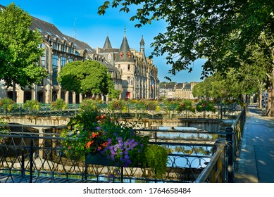 city of quimper with castle in brittany france