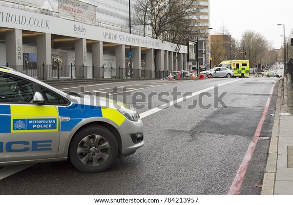 City Road, London, England, December\
31st 2017, A vehicle incident closed the\
road.