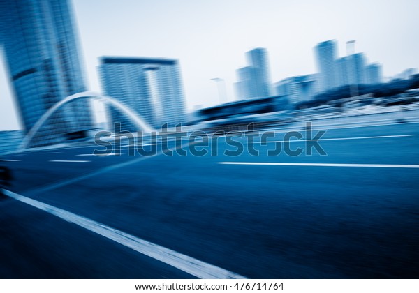 City road with moving
car,tianjin china.