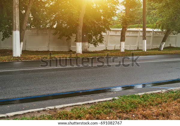 city road street asphalt\
after rain
