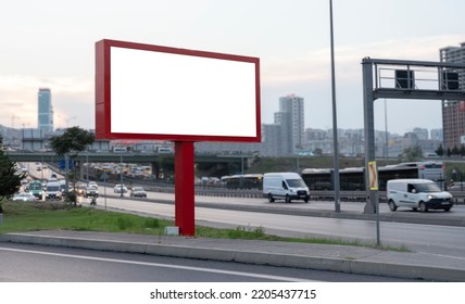 City Roadside Blank Billboard, Front View