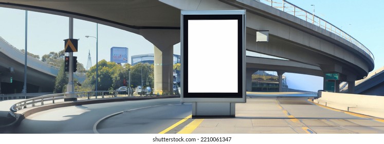 City Roadside Blank Billboard, Front View