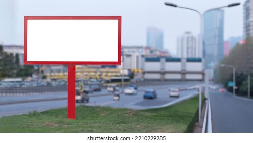 City Roadside Blank Billboard, Front View