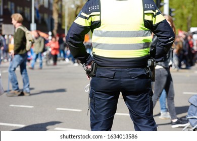 city safety. policeman in the street