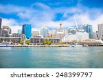City scape of Darling Harbour in Sydney, Australia.The harbour is a large recreational and pedestrian precinct that is situated on western outskirts of the Sydney.