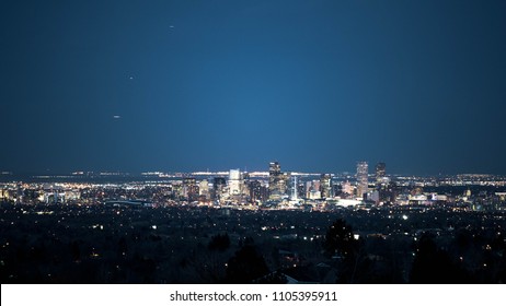 City Scape Of Denver At Night. 