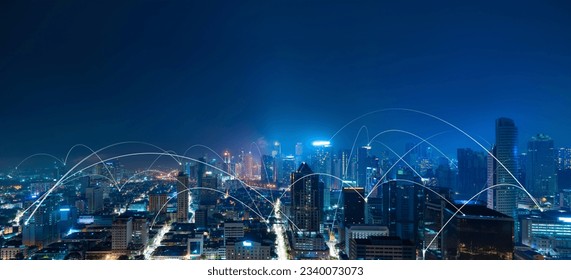 City scape and network connection concept