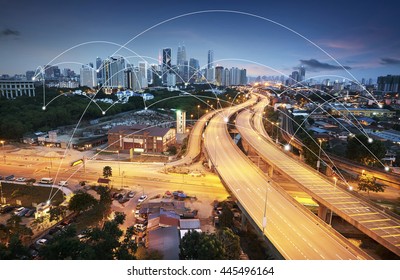 City Scape And Network Connection Concept