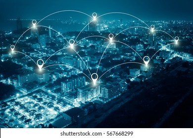 City Scape And Network Connection Concept