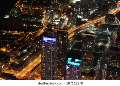 City Scape At Night Of Toronto, Canada  