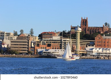 City Scape View Of Newcastle From Harbour And Hunter River NSW Australia