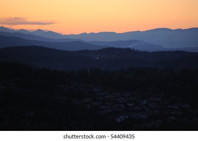 City Scene In Dusk, Victoria, Bc, Canada