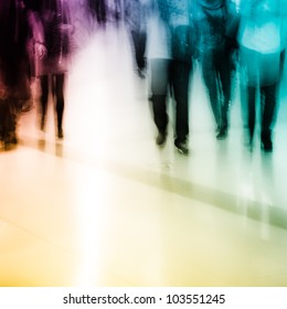 City Shopping People Crowd At Marketplace Abstract Background