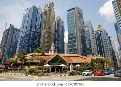 City Of Singapore, Singapore - July 21, 2019: Telok Ayer Market And Singapore Stock Exchange Building In Singapore