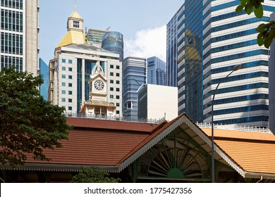 City Of Singapore, Singapore - July 21, 2019: Telok Ayer Market And Singapore Stock Exchange Building In Singapore