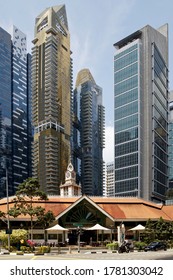 City Of Singapore, Singapore - July 21, 2019: Telok Ayer Market And Singapore Stock Exchange Building In Singapore