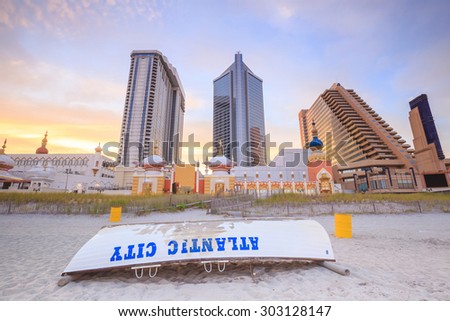 The city skyline  in Atlantic City, New Jersey.