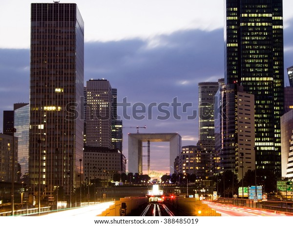 City Skyline Night Fall Paris Stock Photo Edit Now 388485019