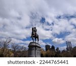 City Skyline and Paul Revere Statue inn Boston, Mass