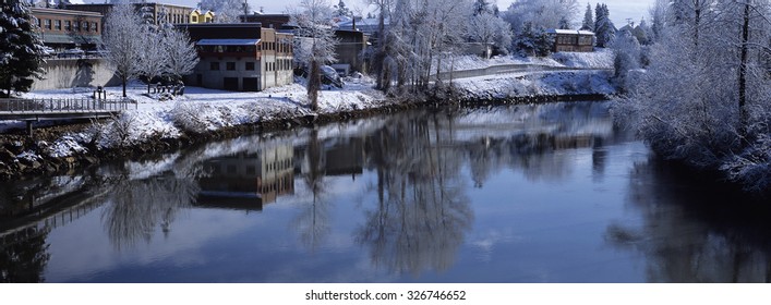 City Of Snohomish With A Light Snow, Snohomish County, Washington, USA