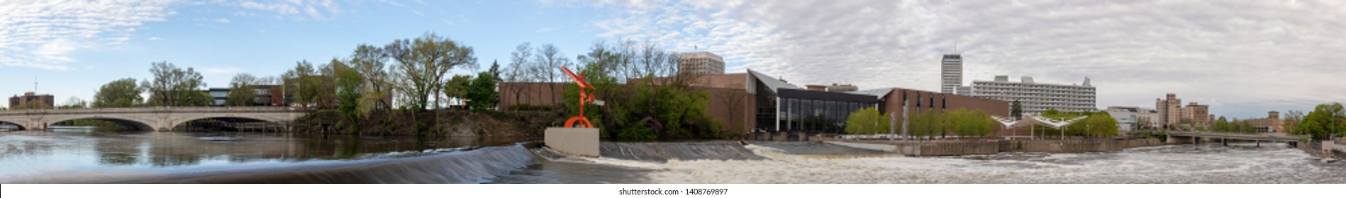 The City Of South Bend, In The State Of Indiana, United States Of America, As Seen From The River Lights Plaza